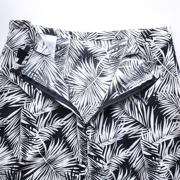 Tropical Mini Skirt Size 12 Faux Wrap Black Cream White H&M Vacation Tiki Bar - Picture 3 of 9